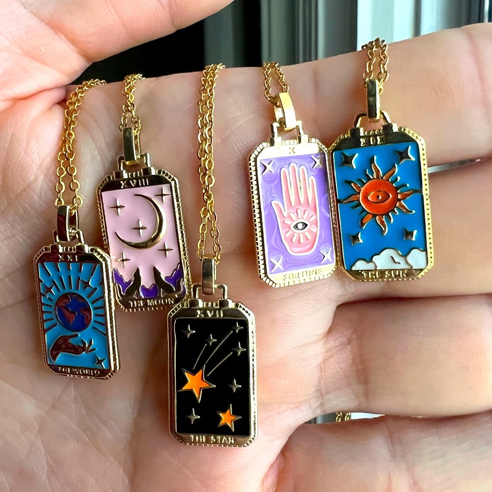 Dainty Tarot Card Gold Necklace | Stainless Steel Cute Link Chain Jewelry